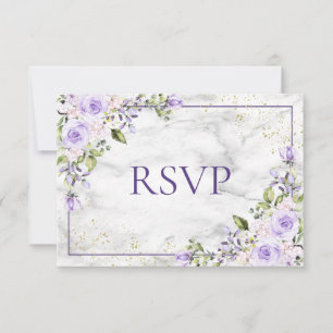 Lilac Lavender Marbre Or Mariage Floral RSVP