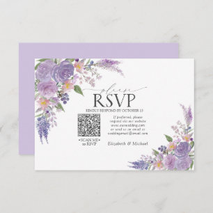 Lilac Lavender Mauve Floral QR Code Mariage RSVP