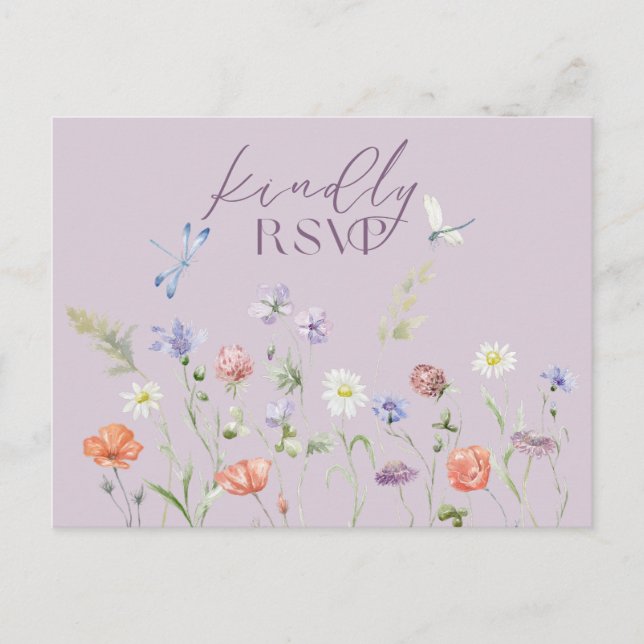 Lilac Lavender Whimy Fleur sauvage Carte postale R (Devant)
