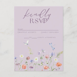 Lilac Lavender Whimy Fleur sauvage Carte RSVP
