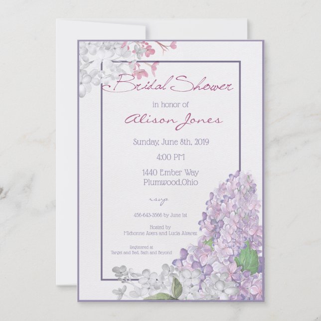 Lilac Loveliness Invitation à la douche nuptiale (Devant)