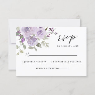 Lilac Mauve Dusty Boho violet mariage floral RSVP