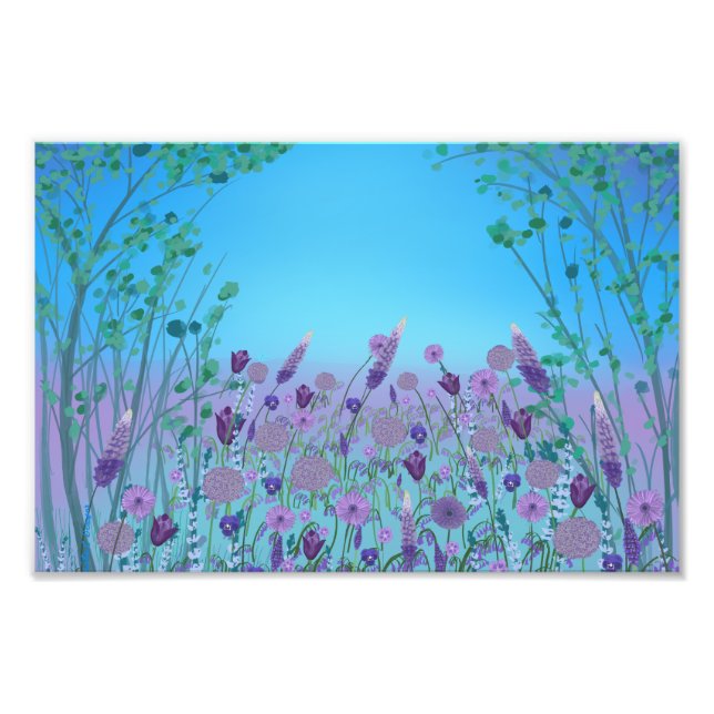 Lilac meadow flower garden wall art poster (Devant)