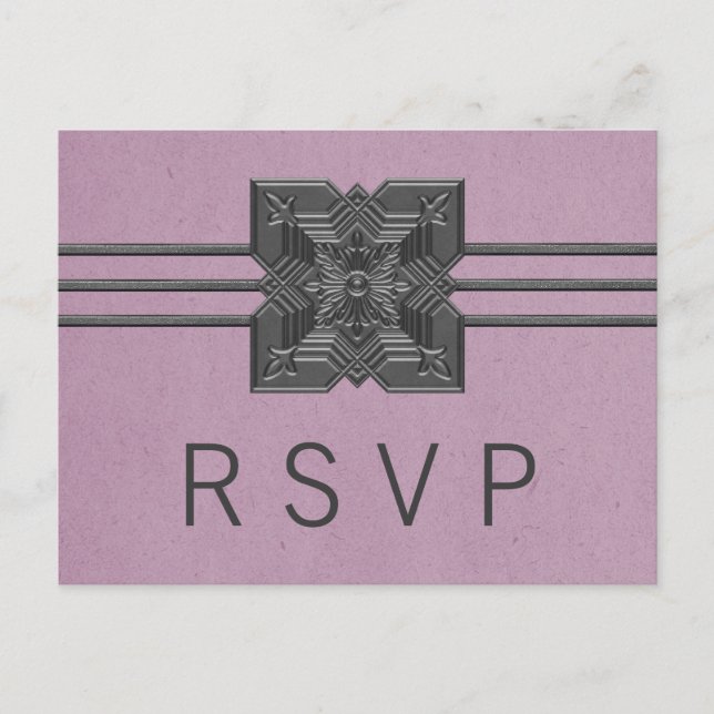 Lilac Medallion Bordure Carte postale RSVP (Devant)