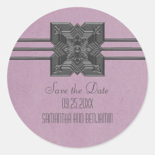 Lilac Medallion Bordure Enregistrer Stickers Date