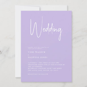 Lilac moderne Pas de parents Faire-part de mariage