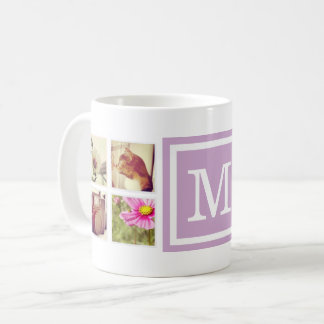 Lilac Monogramme Instagram Photo Collage Mug