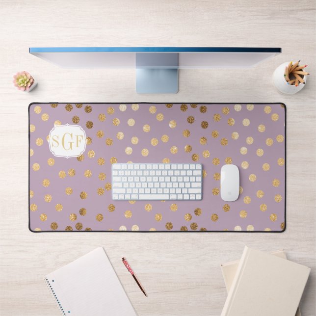Lilac pourpre et Parties scintillant or avec motif (Bureau 1)