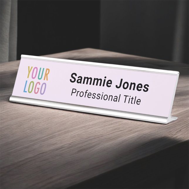 Lilac Purple 2x8 Nom Plaque pour bureau Logo d'ent (MISOOK Purple Name Plate with Logo)