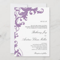 Lilac Purple Elegant Mariage damassé Invitation