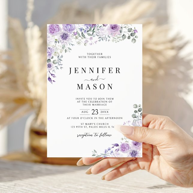 Lilac Purple Lavender Floral Wedding Invitation (Créateur téléchargé)
