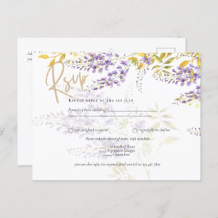 Lilac Purple Wisteria Gold Wedding Carte postale R
