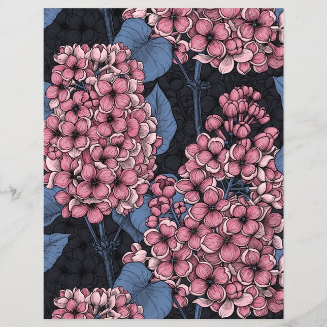 Lilac rose sur bleu foncé (Devant)