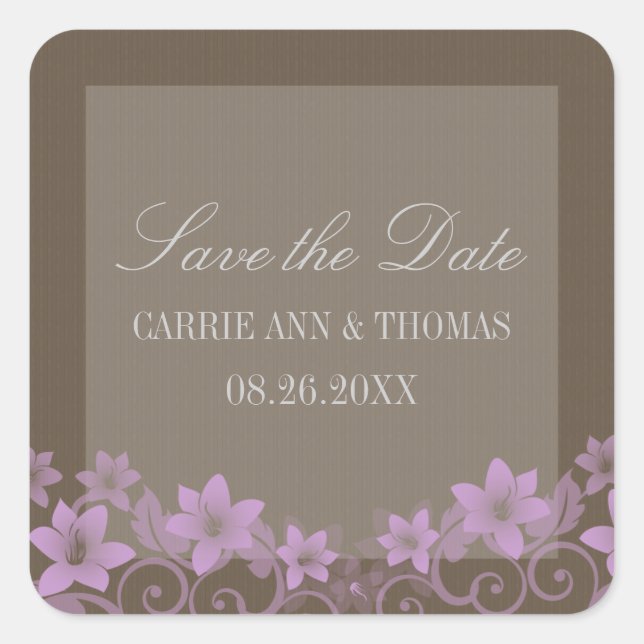 Lilac Rustic Floral Enregistrer les stickers Date (Devant)