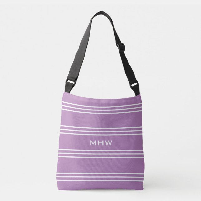 Lilac Stripes sacs monogrammes personnalisés (Devant)