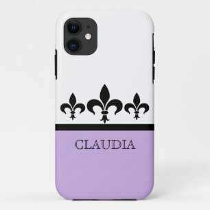 Lilac Swanky Fleur De Lis BT iPhone 5 Coque