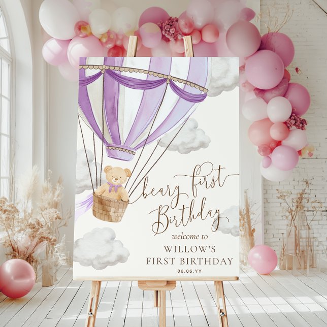 Lilac Teddy Bear Beary Première Affiche de bienven (Créateur téléchargé)