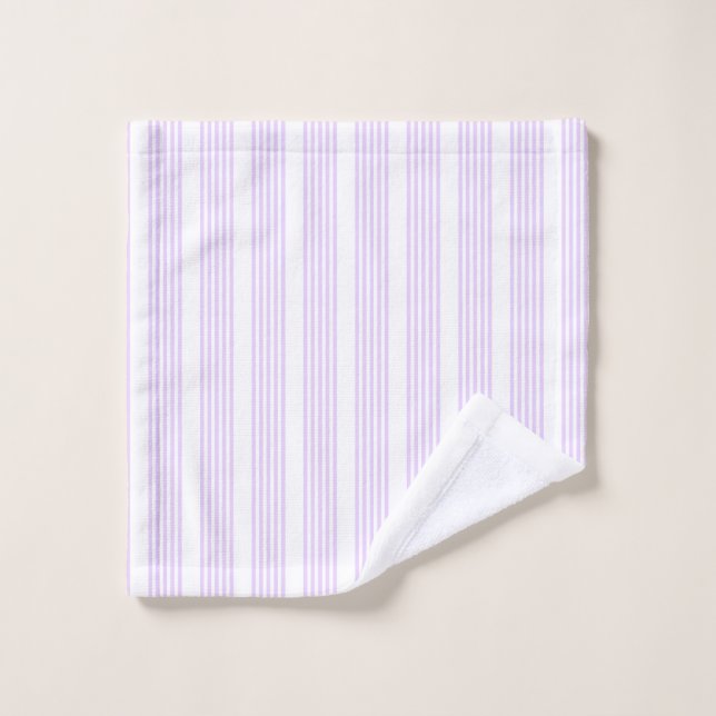 Lilac violet et blanc cinq bandes motif (Gant de toilette)