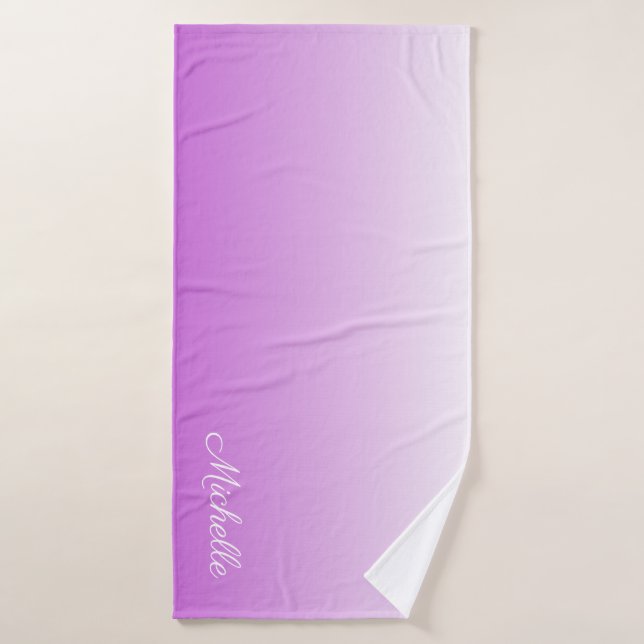 Lilac violet ombre nom personnalisé (Serviette de bain)