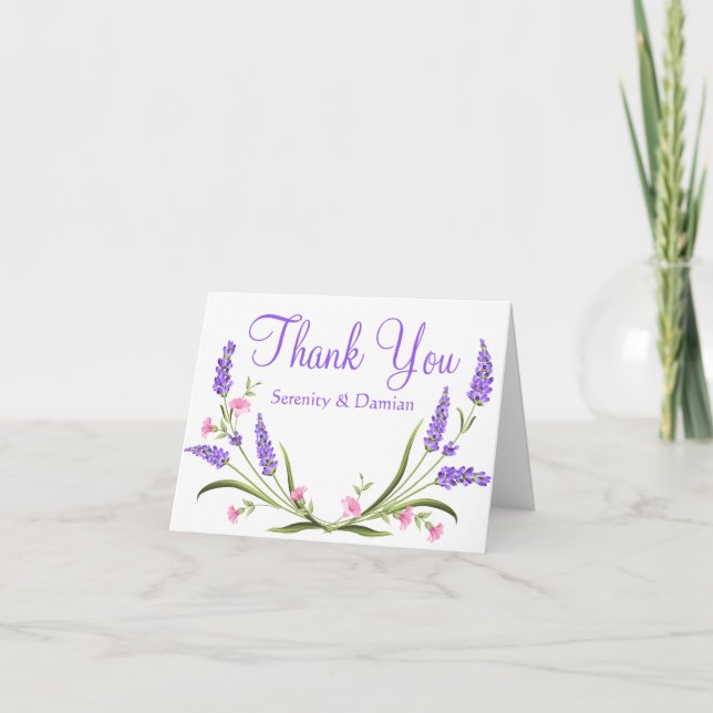 Lilacs Aquarelle violet Mariage Floral Merci (Devant)
