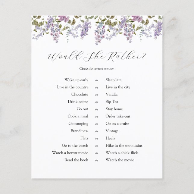 Lilacs et Lavender nuptiale préférerait elle jeu (Devant)