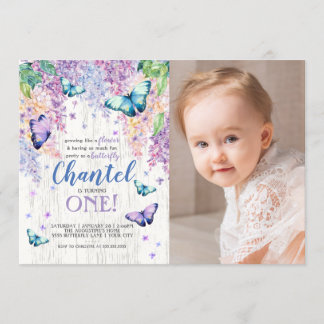 Lilacs et papillon| Photo Invitation d'anniversair
