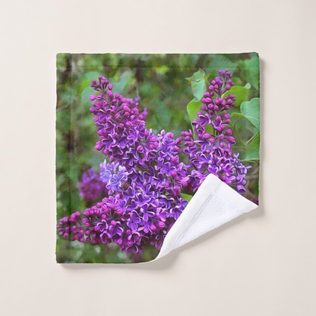 Lilacs pourpres le jour du printemps (Gant de toilette)