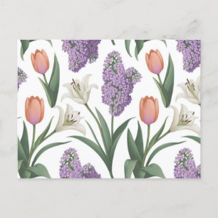 Lilacs Tulips Lys Motif Fleur Carte postale