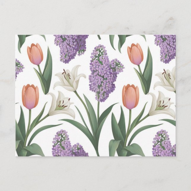 Lilacs Tulips Lys Motif Fleur Carte postale (Devant)