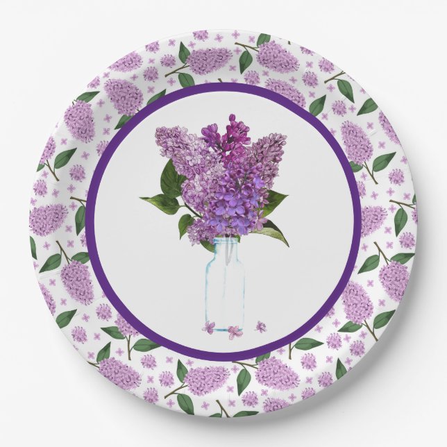 Lilas au printemps assiette en papier (Devant)