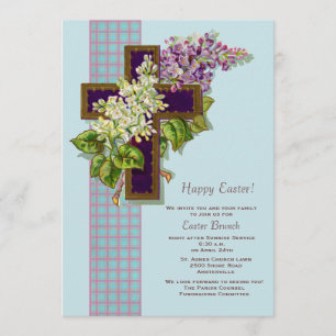 Lilas et invitation de Pâques de crucifix