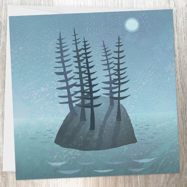 L'île dans l'Ocean Art Card (Island in the ocean contemporary art nautical greetings card)