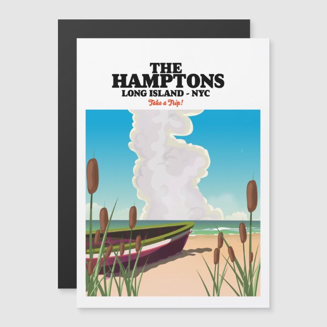 L'île de Hamptons Long NYC, affiche de voyage. (Devant / Derrière)