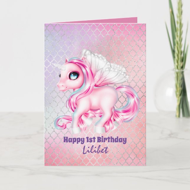 Lilibet 1er Anniversaire Cartes - Princesse Unicor (Devant)