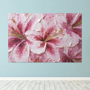 Lilies roses et blancs Art mural abstrait texturé