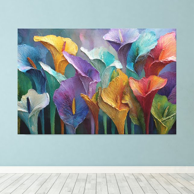 Lilies Textured Art mural abstrait (Insitu (Plancher de Bois))
