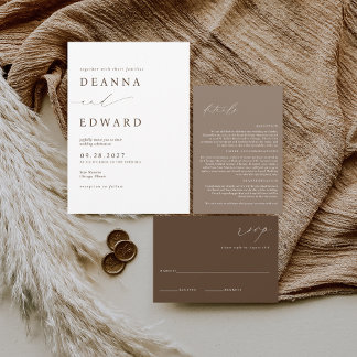 LILLIE Elegant Faire-part de mariage Brown