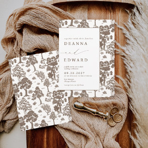 LILLIE Elegant Mocha Faire-part de mariage Brown