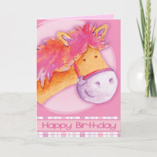 Lilly Pilly poney cheval rose carte d'anniversaire