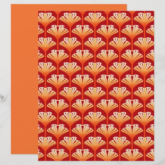 Lily Art Déco, orange mandarine et or (Devant / Derrière)
