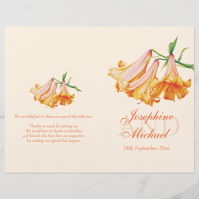 Lily bell Lilies grand programme de mariage (Devant)