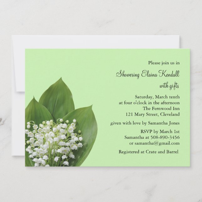 Lily de la vallée de la douche nuptiale Invitation (Devant)