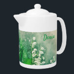 Lily de la vallée Pot de thé personnalisé<br><div class="desc">Jolie Lily de la Vallée théière personnalisée,  parfait pour les cadeaux!</div>
