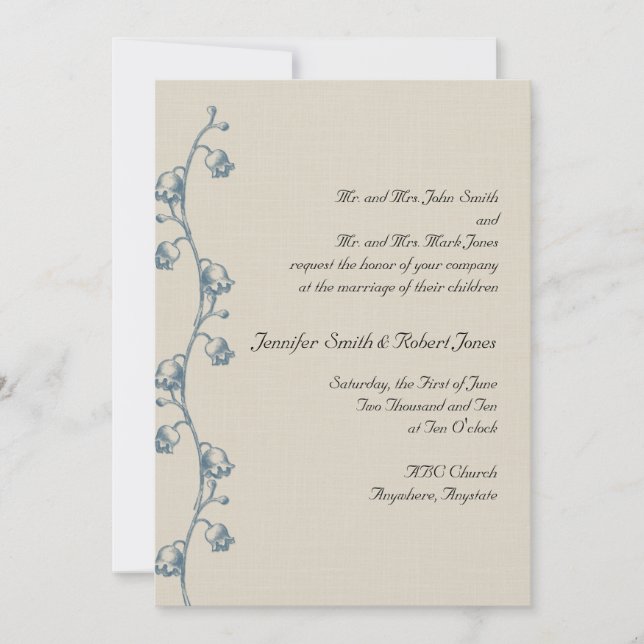 Lily de la Vallée sur Ecru Faire-part de mariage (Devant)