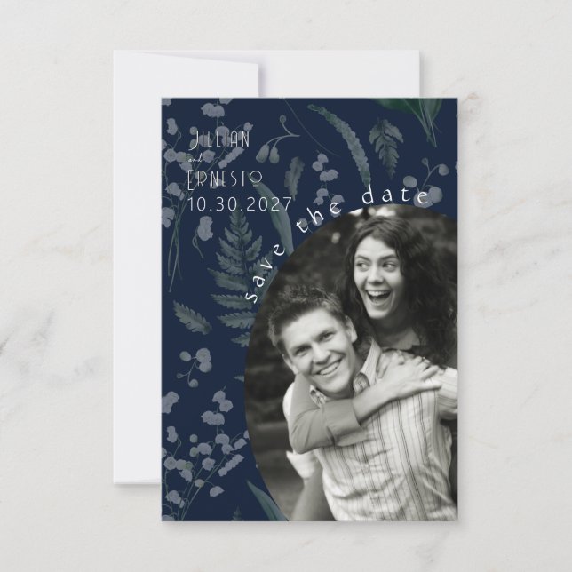 Lily de Vallée avec des fougères || Bleu foncé (Devant)