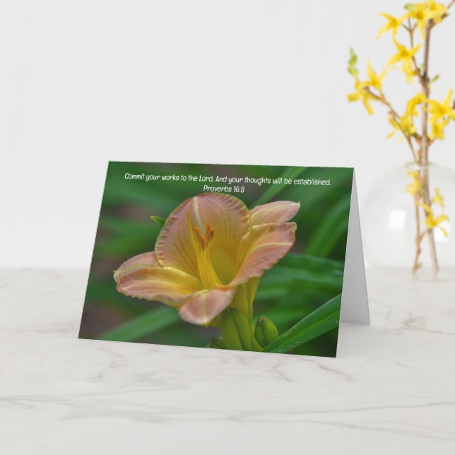 Lily Flower Bon Travail Bible Verset Carte de soin (Fleur jaune)