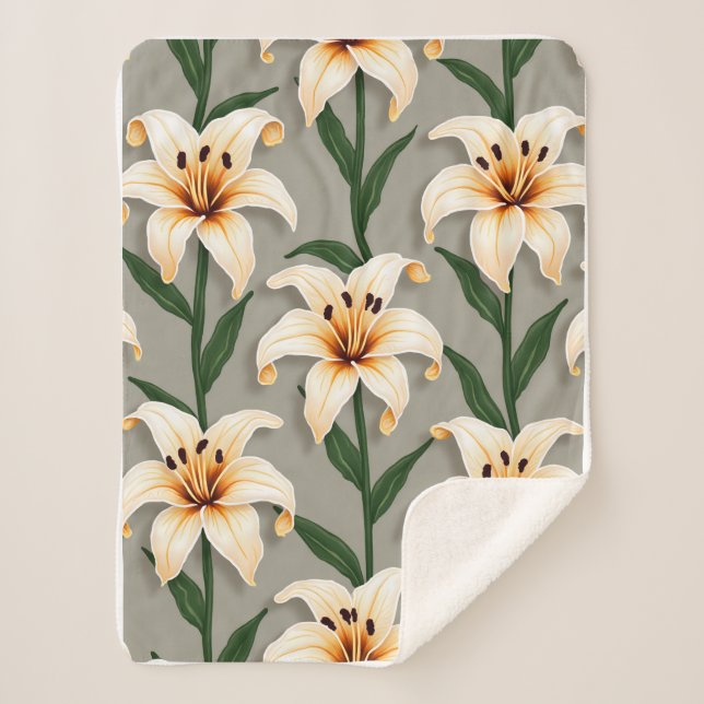 Lily motif couverture sherpa (Devant)