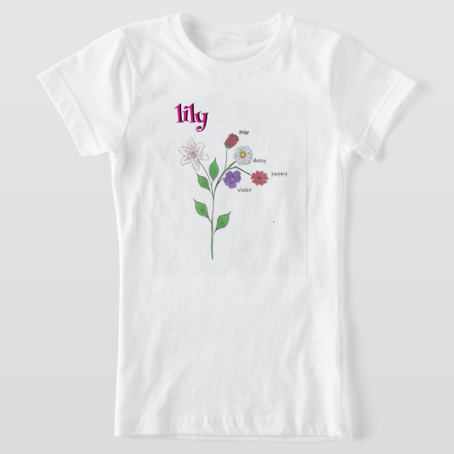 Lily Name Girl's Flower T-Shirt (Poser)