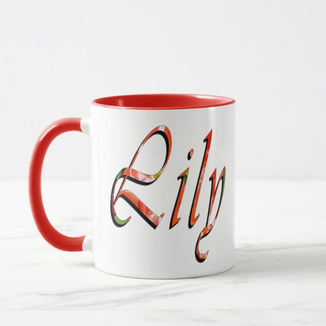 Lily, Nom Logo Rouge Combo Café Mug (Gauche)