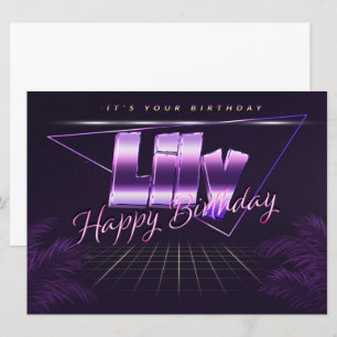 Lily Nom Prénom lila retro Carte